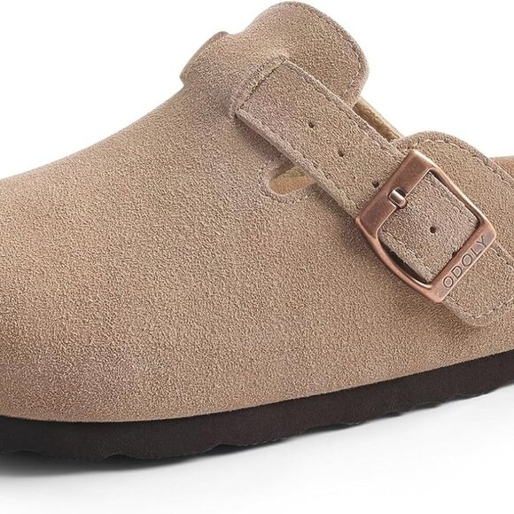 Genuine Suede Clogs for Women Men Soft Cork Footbed Leather Mules Comfort Potato - Picture 6 of 7